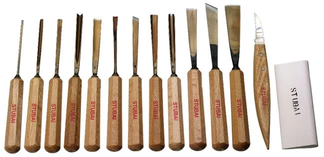 Bildhuggarjärn i sats. Stubai