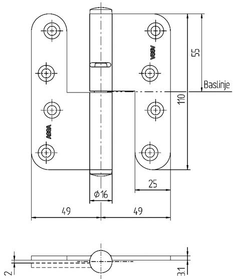Lyftgångjärn 3228 Struktur