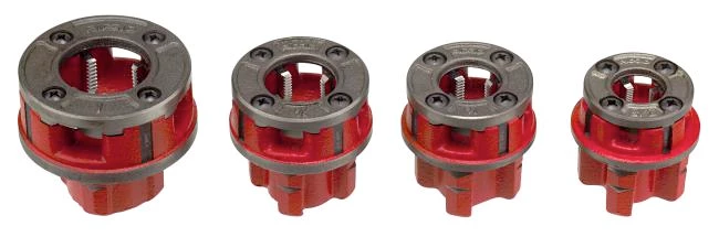 Kompletta gänghuvuden inkl. backar av specialstål Ridgid 11 R höger.