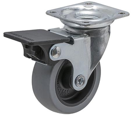 Länkhjul svängbart med platta och broms STRUKTUR