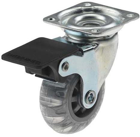 Länkhjul svängbart med platta och broms Inline STRUKTUR