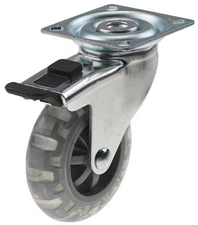 Länkhjul svängbart med platta och broms Inline STRUKTUR