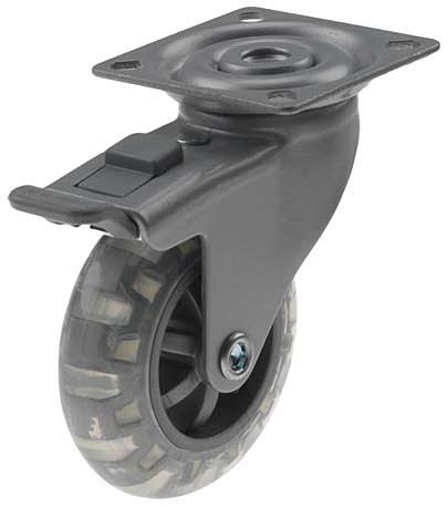 Länkhjul svängbart med platta och broms Inline STRUKTUR