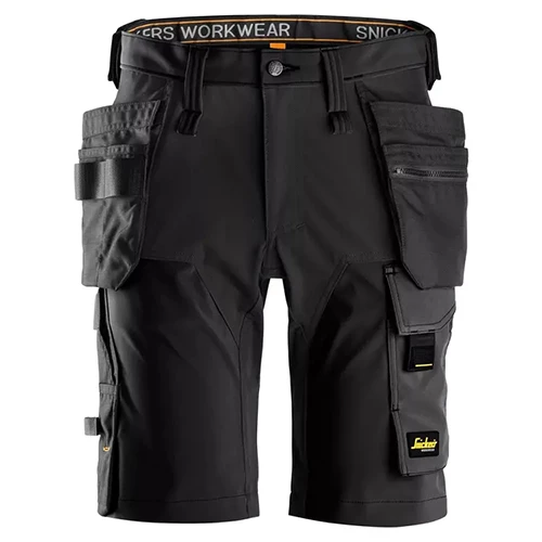 Snickers Fullstretchshorts AllroundWork 6175 i den svarta färgen Black\Black - 0404 framifrån.