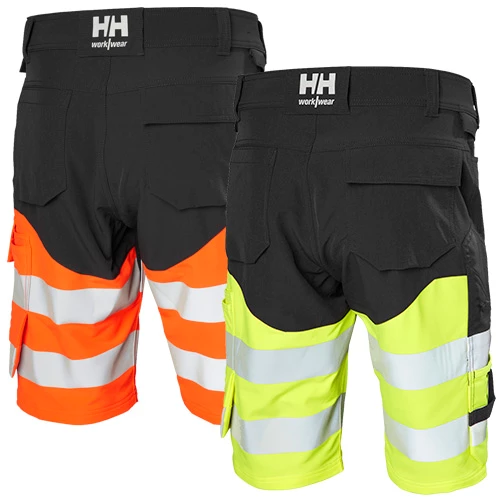 Shorts Alna 4x HH Connect Hi-Vis i orange och gul färg bakifrån.