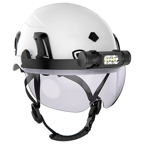 Pannlampa VisorFlex från Guardio monterad på en skyddshjälm från Armet.