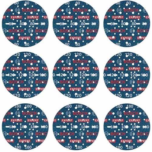 Kit med Bosch Slippapper O780 Ø150mm Expert med kardborrefäste.