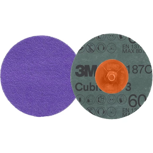 3M Roloc Sliprondell 1187C Cubitron 3. Både slipytan och dess baksida.