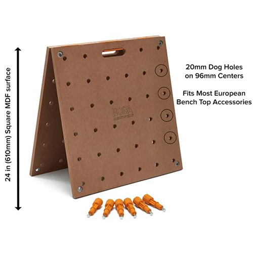 Bora Centipede bordsskiva CK22T i vikt läge med måttspecifikationer.