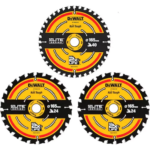 DeWalt Cirkelsågsklingor 165X20 DT10397-QZ i paket med 2st 24T och 1st 40T.