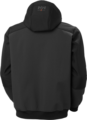 Helly Hansen 7429 Oxford Vinter Softshelljacka i den svarta färgen 990 Black visad bakifrån.
