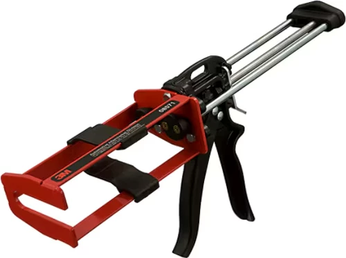 Limpistol för tvåkomponentslim som är tom, men med plats för 2st patroner.