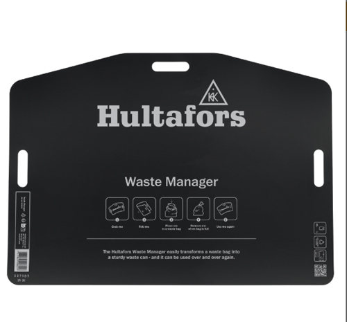 Hultafors Waste Manager sopsäckshållare i svart plast med bärhandtag.