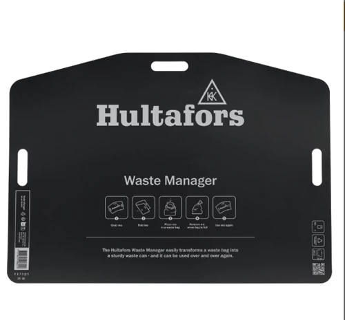 Hultafors Waste Manager sopsäckshållare i svart plast med bärhandtag.