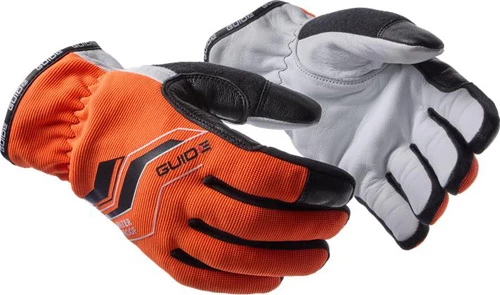 Arbetshandsken Guide 4140 med orange high-vis-färg på ovandelen.