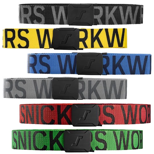 Snickers Logo bälte 9004 i färgerna svart, gul, blå, grå, röd och grön.