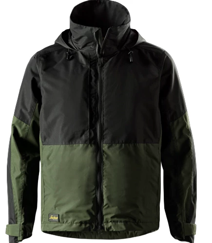 Snickers AllroundWork Vattentät Skaljacka 1304 i färgen 3104 grön/svart.