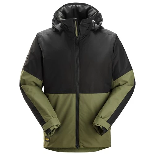Snickers 1104 AllroundWork Vattentät Fodrad Jacka i färgen Khaki Green\Black - 3104.