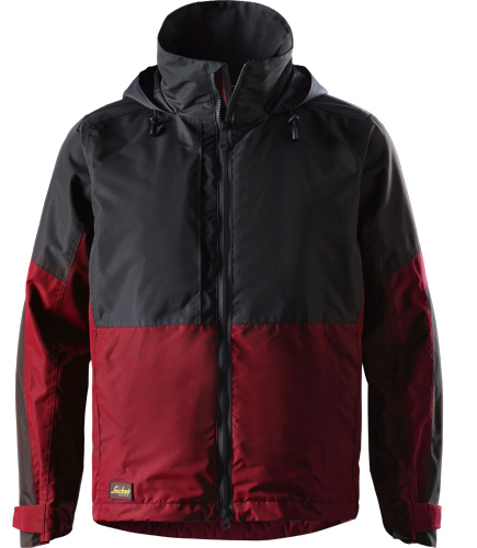 Snickers AllroundWork Vattentät Skaljacka 1304 i färgen 1604 chiliröd/svart.