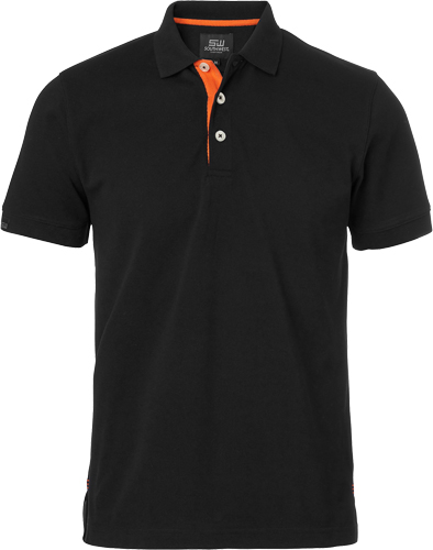 South West Polo Piké Herr i färgen black/orange, svart med orange detaljer.