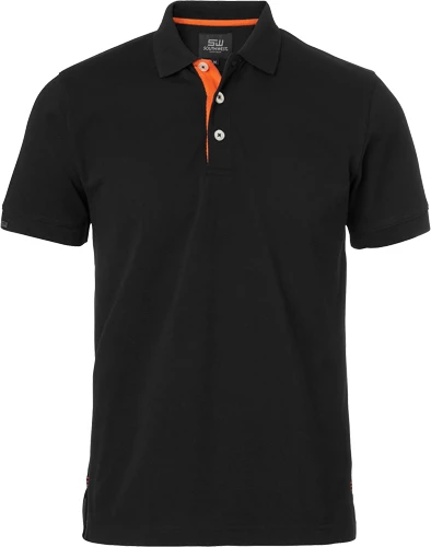 South West Polo Piké Herr i färgen black/orange, svart med orange detaljer.