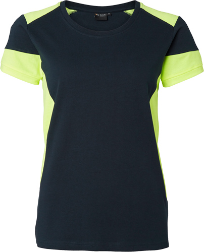 Top Swede 211 T-shirt Dam i marinblå med gula detaljer.