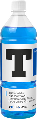 Spolarvätska koncentrerad T-Blå i 1-liters flaska.