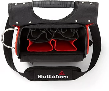 Hultafors Verktygsficka elektriker med axelrem visad uppifrån.