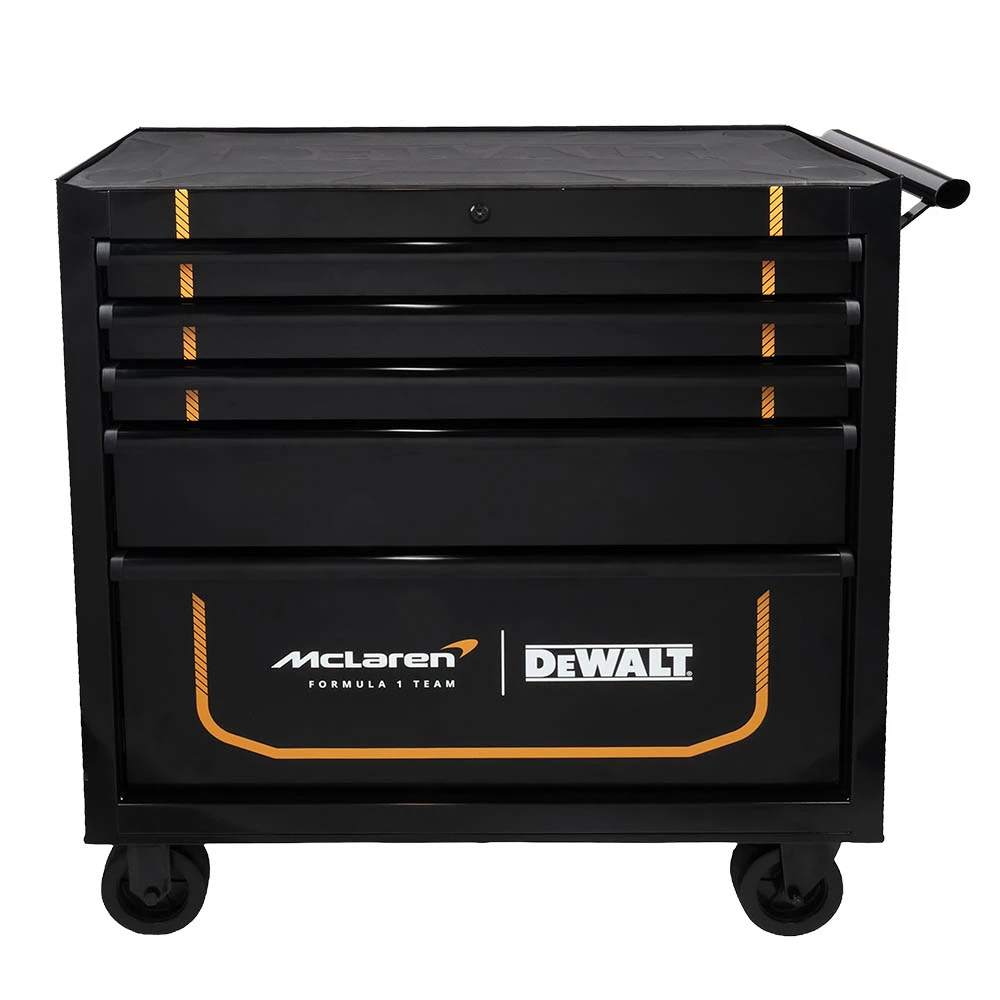 Dewalt McLaren Verktygsvagn DWST98236 med fem lådor och sidohandtag.