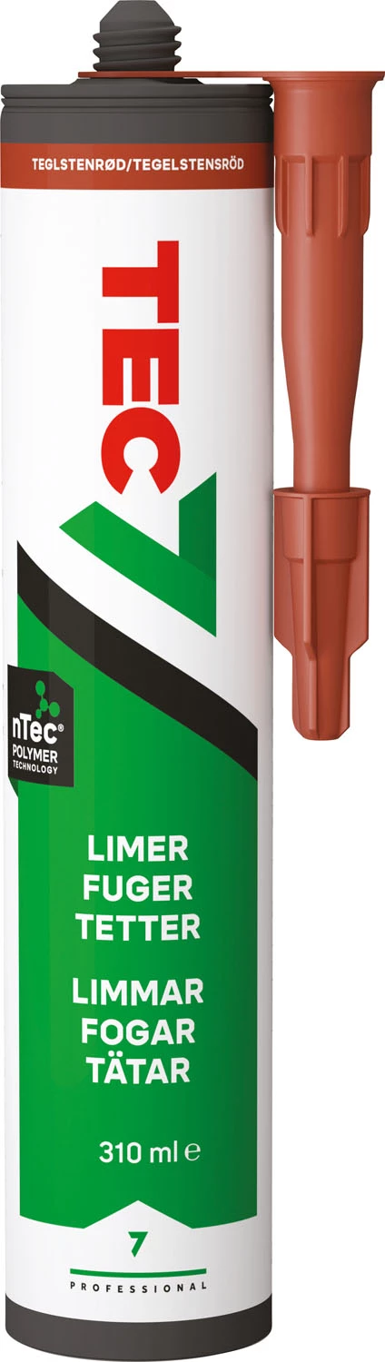 Tec 7 Lim och fog 310ml-patron i färgen Tegelröd.