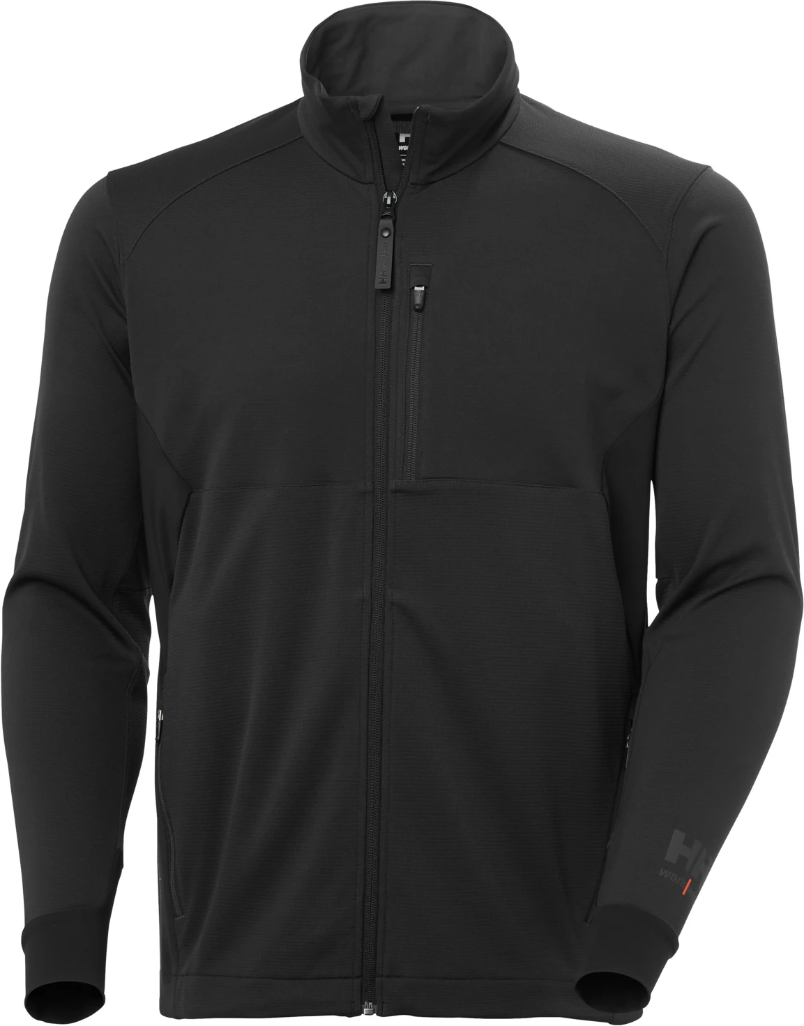 Helly Hansen 72378 Tech Active Midlayer i svart (990 Black), sedd framifrån.