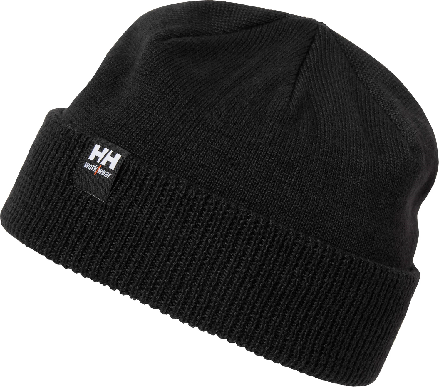 Mössa Classic Beanie från Helly Hansen i svart med HH-workwear-lapp framtill.
